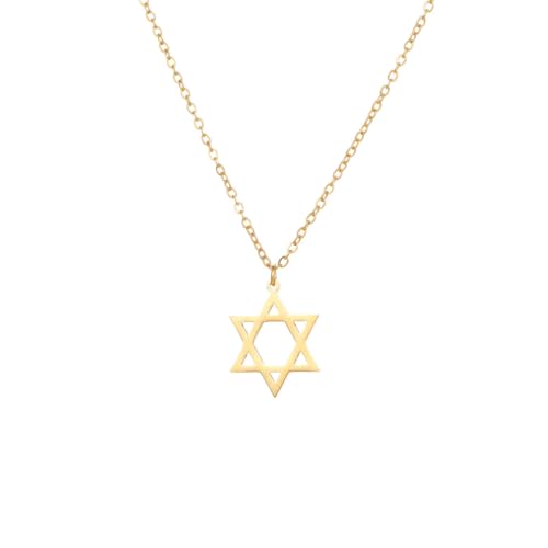 Stainless Steel Jewish Jewelry - Star of David/Hamsa Hand/Menorah/Israel Map Pendant – Israel Necklace for Women & Men - Religious Gifts for Hanukkah, Bar Mitzvah include a Gift Box - color: Gold-Star Of David Necklace