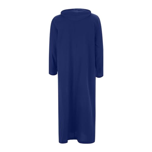 Generic Caftans for Men Long Sleeve Kaftan Thobe V Neck Men Thobe with Pocket Big and Tall Kaftan Muslim Men Thobe - color: Blue-2, size: XX-Large