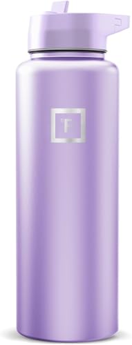 IRON °FLASK 40 oz Wide Mouth Water Bottle with Straw - color: Lavender, style: Straw - 40 Oz (1 Lid)