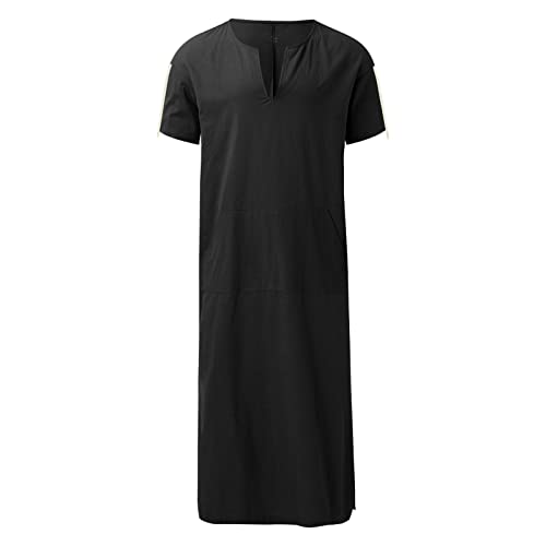Mens Muslim Kaftan Thobe Saudi Arabic Islamic Middle East Robes Long Sleeve Breathable Clothing Ramadan Jubbah - color: Black-c, size: X-Large