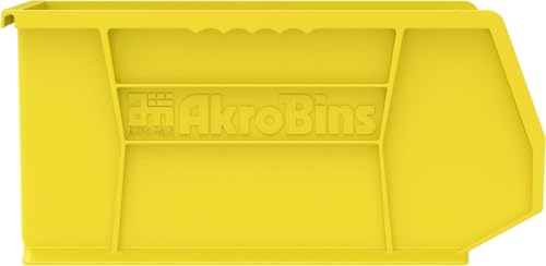 Akro-Mils 30240 AkroBins Plastic Storage Bins, 15"x8"x7", Yellow, 12-Pack | Space-Saving Stackable Bins for Garage, Pantry, Craft Organization - color: Yellow