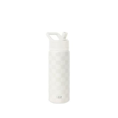 Simple Modern Insulated Water Bottle with Straw | 18oz | Checkered | Summit Stainless Steel Water Bottles, Metal Cup | Leak Proof for School, Gym, Travel, Sports | Cream Checkmate - color: Pattern: Cream Checkmate, style: 18oz