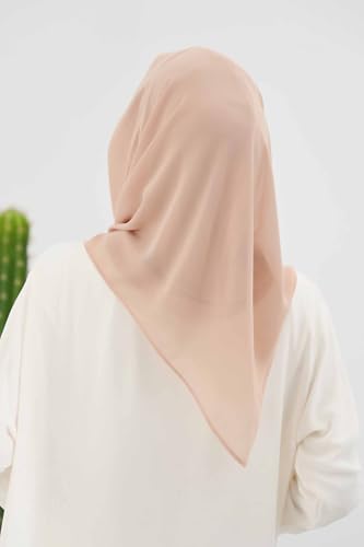 Aisha's Design Pre-tied Cotton-Chiffon Scarf for Women Practical Veil Instant Scarf Hijab Stylish Design - color: Sand Brown