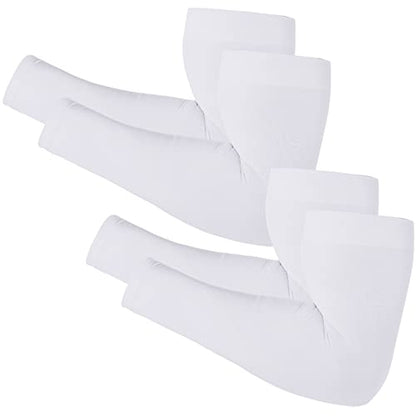 Newbyinn Arm Sleeves for Men Women, Size L - XL, UV Sun Protection Sleeve - color: 2 Pairs: White