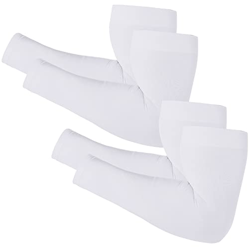 Newbyinn Arm Sleeves for Men Women, Size L - XL, UV Sun Protection Sleeve - color: 2 Pairs: White