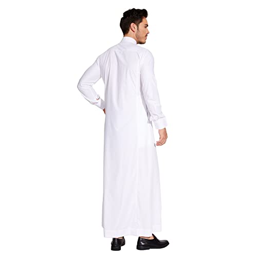 Saudi Style Arabic Thobe Men’s Arab Robe Men’s Muslim Clothes Ramadan Middle East Ethnic Clothes Cuff Sleeve Size 58 - size: Small