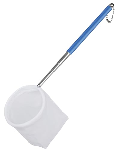 Pawfly 3 Inch Aquarium Shrimp Net, Tiny Fish Tank Net with Extendable Stainless Steel Handle, Soft Round Fine Mesh for Baby Fish, Food Residue, and Debris Skimming in Small Ponds & Tanks - color: Blue Round, size: 3 Inch