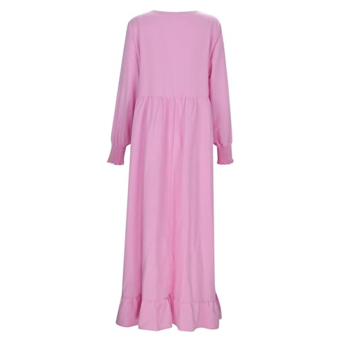 Abaya Ladies Muslim Dress Long Sleeve Maxi Islamic Kaftan Dubai Robe Modest Ramadan Eid Belted Solid Color A9 - color: Red, size: Large