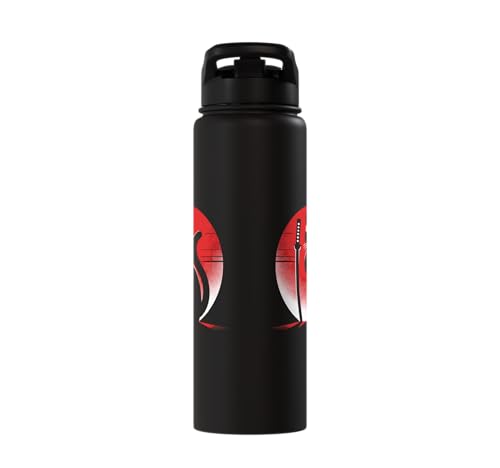Japanese Cats Lovers Retro Cool Fighting Ninja Cat Fighter Stainless Steel Insulated Water Bottle - color: Black