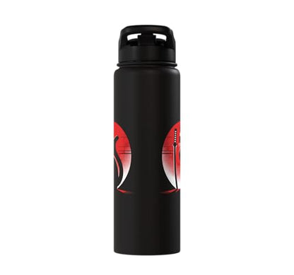 Japanese Cats Lovers Retro Cool Fighting Ninja Cat Fighter Stainless Steel Insulated Water Bottle - color: Black