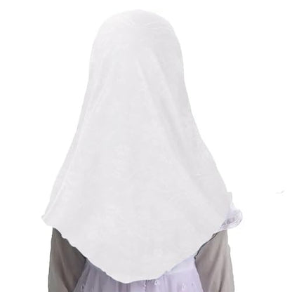 GREUS 2Pcs Kids Hijab for 2-6Y Girls Muslim Headscarf One Piece Hijabs Khimar Islam Arab Scarf Turban Bandana Hat Head Wrap - color: Set B (White + Pink)