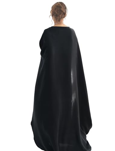 Dubai Bat Sleeve Dress Shiny Robe for Women Muslim 1pc Abaya Eid Prayer Clothes Soft Dubai Travel Party Dress Maxi Abaya - color: Blacka, size: Medium