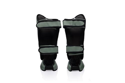 Fairtex SP9 Ultra Ergo Shin Pads | Muay Thai, Kickboxing Shin Guards Made with Syntek Leather - color: Green Olive, size: Medium