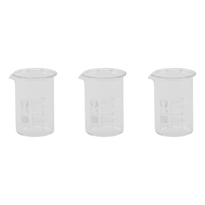 3Pcs 10ml Small Glass Beaker with V-Shaped Spout, Low Form Borosilicate Glass Graduated Printed Scale Measuring Cups for Home Classroom Craft Project - size: 10ml