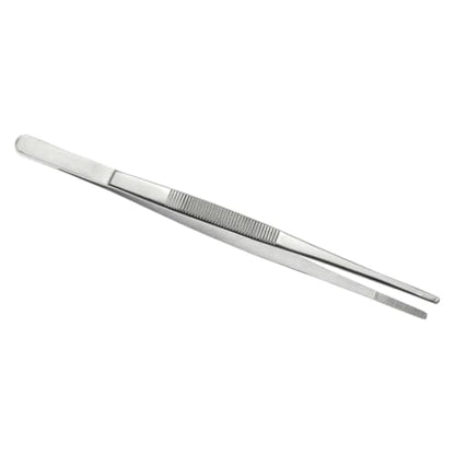 SE 12-Inch Stainless Steel Tweezers - Durable Knurled Handle Serrated Tip Design for Household and Professional Use - 513TW - size: 12 inch length