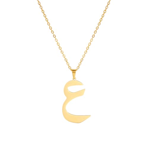 Stainless Steel Arabic Letter 'Alif' Pendant Necklace, Unisex Initial Jewelry - color: Style 18, size: Gold Color