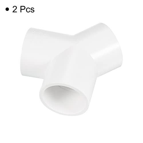 PATIKIL 40mm PVC Pipe Fittings, 2 Pack 3 Way Y Shape Water Tubing Joint Connectors Adapters Union for Garden Irrigation Home Aquarium - size: 40 mm