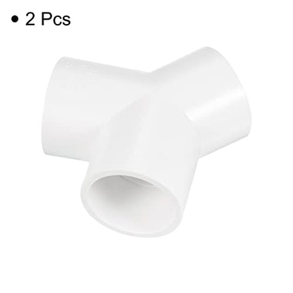 PATIKIL 40mm PVC Pipe Fittings, 2 Pack 3 Way Y Shape Water Tubing Joint Connectors Adapters Union for Garden Irrigation Home Aquarium - size: 40 mm