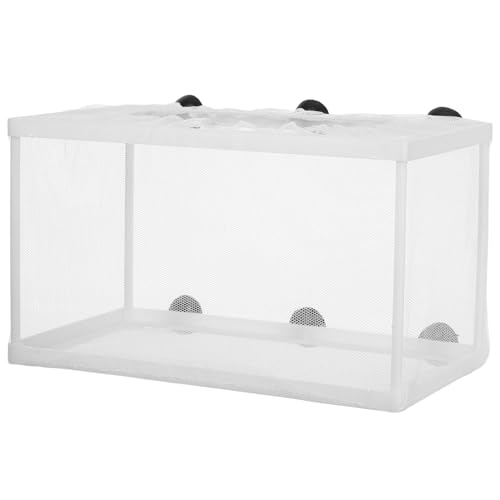 Fish Breeder Net with Suction Cups Large Fry Hatchery Incubator for Aquarium Durable Mesh with Frame for Fish Isolation and Separation