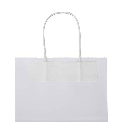 bagmad 100 Pack Sturdy Medium White Kraft Paper Bags with Handles Bulk, Thicken Gift Bags 8x4.75x10 Inch, Craft Grocery Shopping Retail Party Favors Wedding Business Sacks (White, 100pcs) - color: White