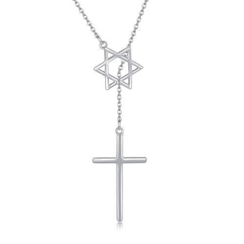 Cross Star of David Necklace Sterling Silver Cross Star David Layered Pendant Jewish Jewelry for Women Mom - style: Star David-Silver
