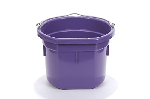 Little Giant® Flat Back Plastic Animal Feed Bucket | Animal Feed Bucket with Metal Handle | Horse Stall Feeding and Watering Supplies (Purple, 8 Quart) - color: Purple, size: 8 Quart