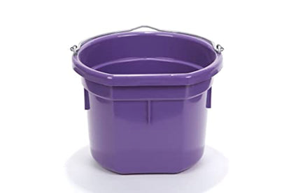 Little Giant® Flat Back Plastic Animal Feed Bucket | Animal Feed Bucket with Metal Handle | Horse Stall Feeding and Watering Supplies (Purple, 8 Quart) - color: Purple, size: 8 Quart