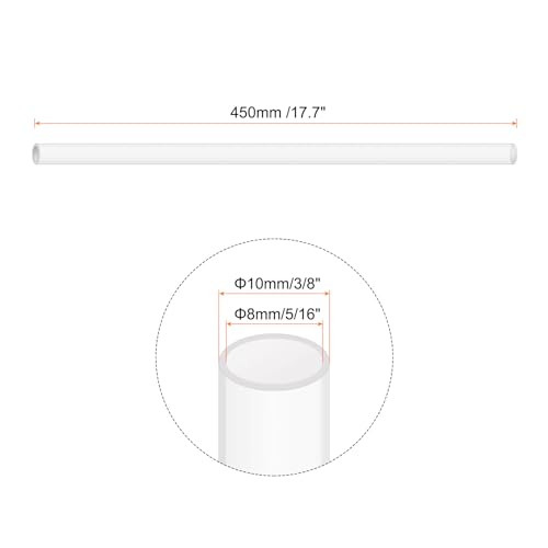 18" Clear Plastic Rigid Pipe 8mm ID x 10mm OD (5/16" ID x 3/8" OD) Acrylic Round Tubing, [for Plumbing, Hydraulics, Pneumatics, Aquarium] - size: 0.3125" x 0.375"