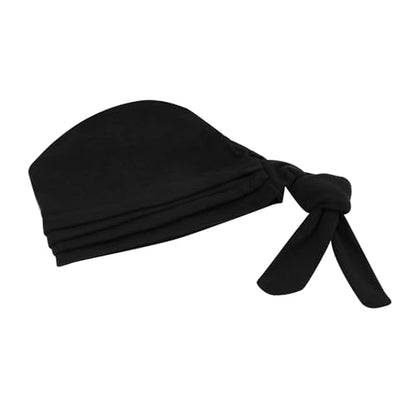 Suillty Women's Pre-Tied Muslim Hijab Bonnet Pleated Ruffle Turban Chemo Cap Underscarf Islamic Headwear - color: Black