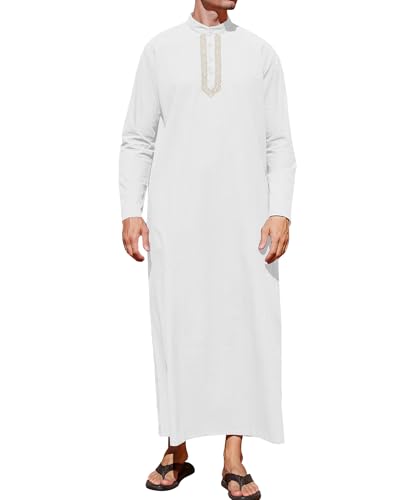 YAOHUOLE Thobe for Men Islam Arabic Thobe for Men Mens Kaftan Big and Tall Dishdasha for Men - color: White, size: Large