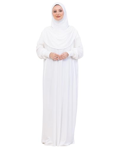 Prien Prayer Dress For Women, Cotton Muslim Abaya, Soft Hijab, Elegant Turkish Islamic Wear For Eid, Ramadan, Umrah, Hajj - color: Cream