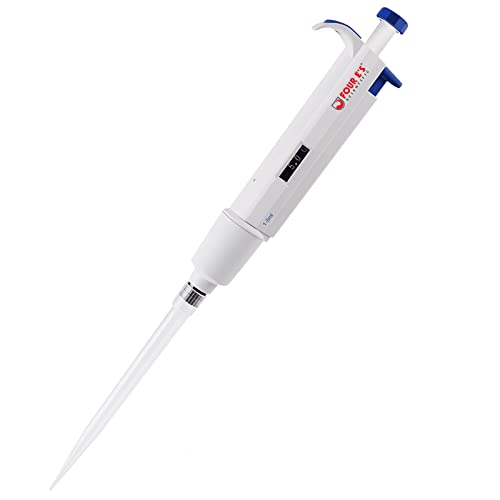 FOUR E'S SCIENTIFIC 1-5mL Pipette, Single-Channel Adjustable Pipettor | Manual Micropipette, Clear Volume Display, Lightweight Ergonomic Design - size: 08 (1-5ml)