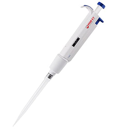 FOUR E'S SCIENTIFIC 1-5mL Pipette, Single-Channel Adjustable Pipettor | Manual Micropipette, Clear Volume Display, Lightweight Ergonomic Design - size: 08 (1-5ml)