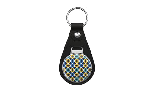El Mechouar islamic architecture Leather Keychain Stainless Steel Ring for Keys, Bags, or Backpacks