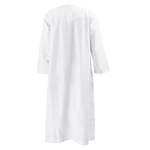 Boys Abaya Kaftan White Kids Thobe Muslim Prayer Clothes Dress Long Sleeve Kids Robe Thobe