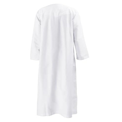 Boys Abaya Kaftan White Kids Thobe Muslim Prayer Clothes Dress Long Sleeve Kids Robe Thobe