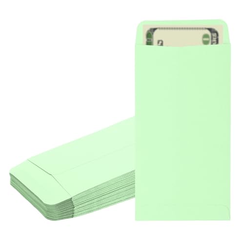 PATIKIL Money Envelope, 50 Pack 6.5" x 3.5" Cash Envelopes Money Holder Bags Budgeting Saving Challenge Letter for Gift Coins Checks Tickets Jewelry Passport Card, Light Green - color: Light Green, size: 6.5" x 3.5"