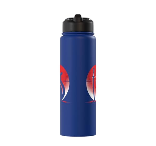 Japanese Cats Lovers Retro Cool Fighting Ninja Cat Fighter Stainless Steel Insulated Water Bottle - color: Royal Blue