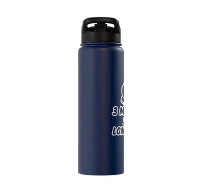 3 Minutes Is A Long Time Boxing Round Timer Training - Stainless Steel Insulated Water Bottle - color: Navy Blue