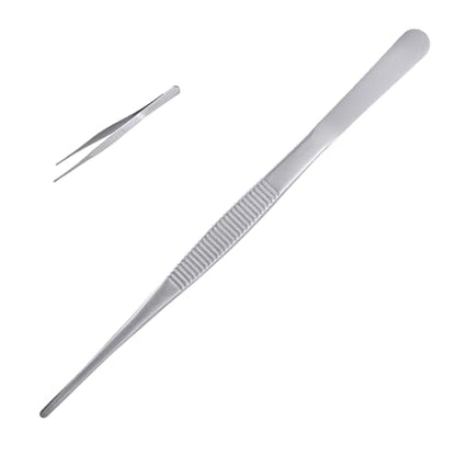 12Inch Fine-Tip Kitchen Tweezers Tongs – Extra-Long Stainless Steel Cooking Tweezers Dishwasher Safe for Grilling, Baking & Food Prep (12In Straight BBQ Tongs) - color: 12In Straight BBQ Tongs