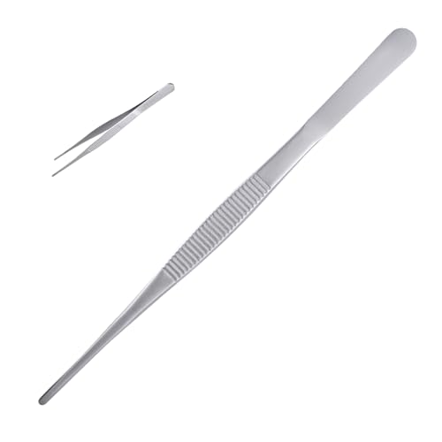 12Inch Fine-Tip Kitchen Tweezers Tongs – Extra-Long Stainless Steel Cooking Tweezers Dishwasher Safe for Grilling, Baking & Food Prep (12In Straight BBQ Tongs) - color: 12In Straight BBQ Tongs