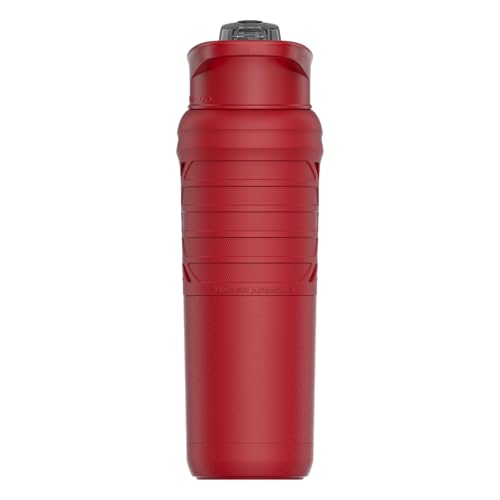 Under Armour 24Oz Stainless Steel Water Bottle, Insulated, Carabiner Easy Carry Hook, Leak Proof, Kids & Adults, All Sports, Gym - color: Solid Red