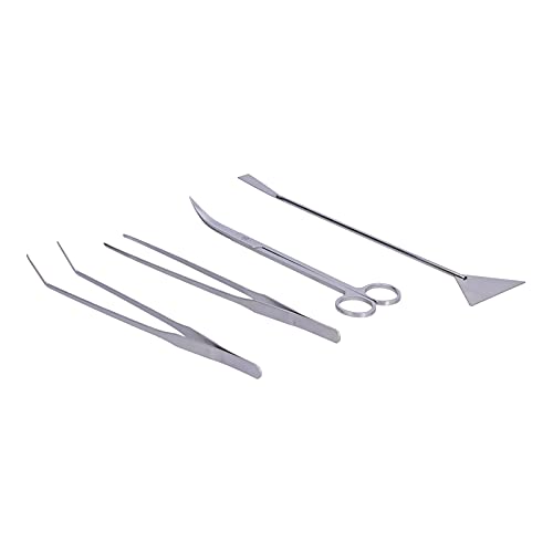4 in 1 Aquarium Tools Kit, Aluminum Alloy Tools with Mirror Polished Finish for Fish Tank Plant Cleaning and Substrate Maintenance