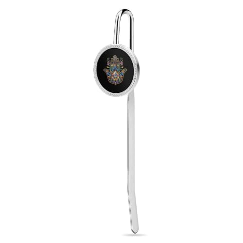 Boho Hamsa Hand Metal Bookmark Round Book Page 1.2" - size: 1.2"