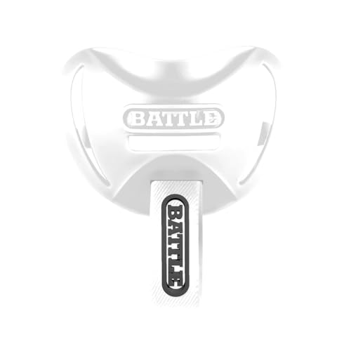 Battle Sports Speedtab F7 Football Mouthguard, White | No-boil design ready to use out of the package, Braces compatible, Pull tab finger strap for quick removal, Secure fit - color: White