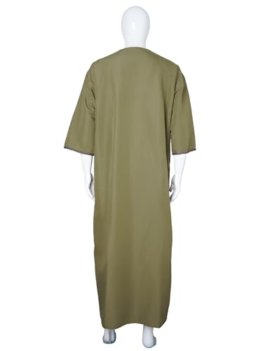 Mens Kaftan Thobe V-Neck Half Sleeve Muslim Robe Dubai Long Gown Saudi Arab Thobe Robes for Summer Beach - color: Green, size: 3X-Large