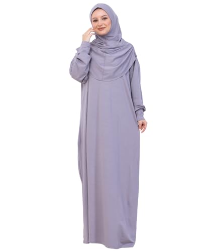 Prien Prayer Dress For Women, Cotton Muslim Abaya, Soft Hijab, Elegant Turkish Islamic Wear For Eid, Ramadan, Umrah, Hajj - color: Grey