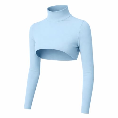AMAL Modest Arm Sleeves Bolero for Women – Long Sleeve Crop Shrug, Islamic Hijab Layering Top, Soft Stretch Cotton Cover Up - color: Sky Blue, size: Small