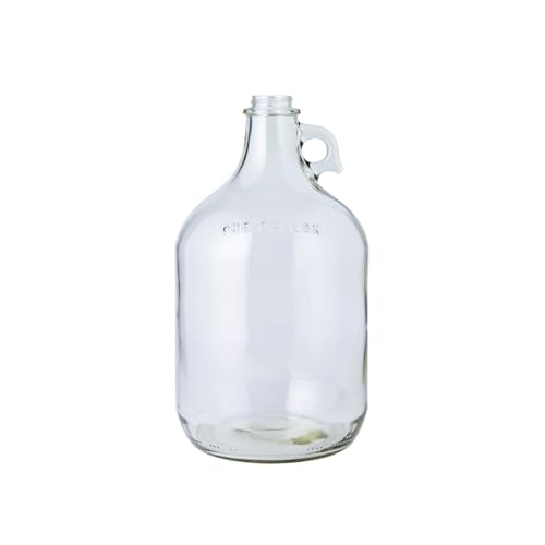 1 Gallon Glass Jug | 128 oz Clear Container Without Stopper or Cap | Reusable Glass Water Jug for juice, oils, syrups and liquid detergent, with a sturdy handle for storage | Laundry container - style: 1 Pack