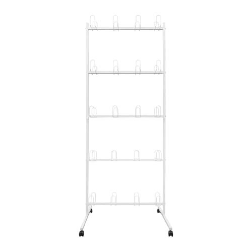 TFCFL Boxing Gloves Drying Rack, Boxing Glove Storage Stand with Universal Wheels,5-Tier Metal Boxing Gloves to Dry Out,Holds 20 Pair of Gloves - color: White